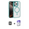 MARSİLYAN™- iPhone 16 Pro Max Kılıf Kıvılcım Prime - Siyah Bilvis 5in1 3D Magic Cam Ekran Koruyucu + PVD Metal Kamera Lens - SH