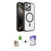 MARSİLYAN™- iPhone 16 Pro Max Kılıf Kıvılcım Prime - Siyah Bilvis 5in1 3D Magic Cam Ekran Koruyucu + Raze Metal Kamera Lens - NLGY