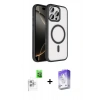 MARSİLYAN™- iPhone 16 Pro Max Kılıf Kıvılcım Prime - Siyah Bilvis 5in1 3D Magic Cam Ekran Koruyucu + Raze Metal Kamera Lens - BZ