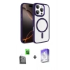 MARSİLYAN™- iPhone 16 Pro Max Kılıf Kıvılcım Prime - Siyah Bilvis 5in1 3D Magic Cam Ekran Koruyucu + Raze Metal Kamera Lens - SH