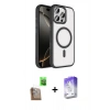 MARSİLYAN™- iPhone 16 Pro Max Kılıf Kıvılcım Prime - Siyah Bilvis 5in1 3D Magic Cam Ekran Koruyucu + Raze Metal Kamera Lens - CLTM
