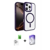 MARSİLYAN™- iPhone 16 Pro Max Kılıf Kıvılcım Prime - Siyah Bilvis 5in1 3D Magic Cam Ekran Koruyucu + Raze Metal Kamera Lens - BZ