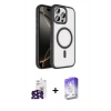 MARSİLYAN™- iPhone 16 Pro Max Kılıf Kıvılcım Prime - Siyah Bilvis 5in1 3D Magic Cam Ekran Koruyucu + Bilvis Titan Kamera Lens - SH
