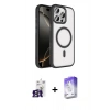 MARSİLYAN™- iPhone 16 Pro Max Kılıf Kıvılcım Prime - Siyah Bilvis 5in1 3D Magic Cam Ekran Koruyucu + Bilvis Titan Kamera Lens - TMGI
