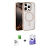 MARSİLYAN™- iPhone 16 Pro Max Kılıf Kıvılcım Prime - Siyah Bilvis 5in1 5D Magic Hayalet Cam Ekran Koruyucu + Raze Metal Kamera Lens - BZ