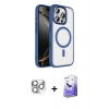 MARSİLYAN™- iPhone 16 Pro Max Kılıf Kıvılcım Prime - Siyah Bilvis 5in1 5D Magic Hayalet Cam Ekran Koruyucu + Gümüş Pers Alüminyum Kamera Lens