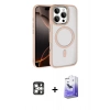 MARSİLYAN™- iPhone 16 Pro Max Kılıf Kıvılcım Prime - Siyah Bilvis 5in1 5D Magic Hayalet Cam Ekran Koruyucu + PVD Metal Kamera Lens - GS