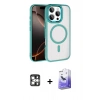 MARSİLYAN™- iPhone 16 Pro Max Kılıf Kıvılcım Prime - Siyah Bilvis 5in1 5D Magic Hayalet Cam Ekran Koruyucu + PVD Metal Kamera Lens - GS