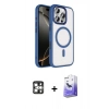 MARSİLYAN™- iPhone 16 Pro Max Kılıf Kıvılcım Prime - Siyah Bilvis 5in1 5D Magic Hayalet Cam Ekran Koruyucu + PVD Metal Kamera Lens - GS