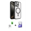 MARSİLYAN™- iPhone 16 Pro Max Kılıf Kıvılcım Prime - Siyah Bilvis 5in1 5D Magic Hayalet Cam Ekran Koruyucu + Raze Metal Kamera Lens - BZ