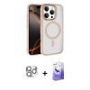 MARSİLYAN™- iPhone 16 Pro Max Kılıf Kıvılcım Prime - Siyah Bilvis 5in1 5D Magic Hayalet Cam Ekran Koruyucu + Gümüş Pers Alüminyum Kamera Lens