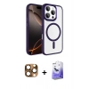 MARSİLYAN™- iPhone 16 Pro Max Kılıf Kıvılcım Prime - Siyah Bilvis 5in1 5D Magic Hayalet Cam Ekran Koruyucu + Pers Alüminyum Kamera Lens - CLTM