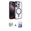 MARSİLYAN™- iPhone 16 Pro Max Kılıf Kıvılcım Prime - Siyah Bilvis 5in1 5D Magic Hayalet Cam Ekran Koruyucu + Gümüş Pers Alüminyum Kamera Lens