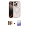 MARSİLYAN™- iPhone 16 Pro Max Kılıf Kıvılcım Prime - Siyah Bilvis 5in1 5D Magic Hayalet Cam Ekran Koruyucu + Pers Alüminyum Kamera Lens - CLTM