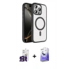 MARSİLYAN™- iPhone 16 Pro Max Kılıf Kıvılcım Prime - Siyah Bilvis 5in1 5D Magic Hayalet Cam Ekran Koruyucu + Bilvis Titan Kamera Lens - SH