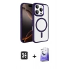 MARSİLYAN™- iPhone 16 Pro Max Kılıf Kıvılcım Prime - Siyah Bilvis 5in1 5D Magic Hayalet Cam Ekran Koruyucu + PVD Metal Kamera Lens - SH