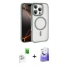 MARSİLYAN™- iPhone 16 Pro Max Kılıf Kıvılcım Prime - Siyah Bilvis 5in1 5D Magic Hayalet Cam Ekran Koruyucu + Raze Metal Kamera Lens - BZ