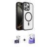 MARSİLYAN™- iPhone 16 Pro Max Kılıf Kıvılcım Prime - Siyah Bilvis 5in1 5D Magic Hayalet Cam Ekran Koruyucu + Bilvis Titan Kamera Lens - TMGI