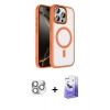 MARSİLYAN™- iPhone 16 Pro Max Kılıf Kıvılcım Prime - Siyah Bilvis 5in1 5D Magic Hayalet Cam Ekran Koruyucu + Gümüş Pers Alüminyum Kamera Lens