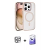 MARSİLYAN™- iPhone 16 Pro Max Kılıf Kıvılcım Prime - Siyah Bilvis 5in1 5D Magic Hayalet Cam Ekran Koruyucu + Gri Pers Alüminyum Kamera Lens