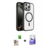 MARSİLYAN™- iPhone 16 Pro Max Kılıf Kıvılcım Prime - Siyah Bilvis 5in1 5D Magic Hayalet Cam Ekran Koruyucu + Raze Metal Kamera Lens - NLGY