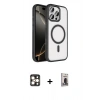 MARSİLYAN™- iPhone 16 Pro Max Kılıf Kıvılcım Prime - Siyah Bilvis Hayalet Cam Ekran Koruyucu + PVD Metal Kamera Lens - GD