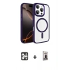 MARSİLYAN™- iPhone 16 Pro Max Kılıf Kıvılcım Prime - Siyah Bilvis Hayalet Cam Ekran Koruyucu + Gümüş PVD Metal Kamera Lens