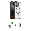 MARSİLYAN™- iPhone 16 Pro Max Kılıf Kıvılcım Prime - Siyah Bilvis Hayalet Cam Ekran Koruyucu + Raze Metal Kamera Lens - NLGY