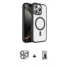 MARSİLYAN™- iPhone 16 Pro Max Kılıf Kıvılcım Prime - Siyah Bilvis Hayalet Cam Ekran Koruyucu + Pers Alüminyum Kamera Lens - GI