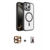 MARSİLYAN™- iPhone 16 Pro Max Kılıf Kıvılcım Prime - Siyah Bilvis Hayalet Cam Ekran Koruyucu + Pers Alüminyum Kamera Lens - CLTM