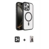 MARSİLYAN™- iPhone 16 Pro Max Kılıf Kıvılcım Prime - Siyah Bilvis Hayalet Cam Ekran Koruyucu + PVD Metal Kamera Lens - SH