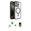 MARSİLYAN™- iPhone 16 Pro Max Kılıf Kıvılcım Prime - Siyah Buffer Cam Ekran Koruyucu + Raze Metal Kamera Lens - BZ