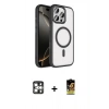 MARSİLYAN™- iPhone 16 Pro Max Kılıf Kıvılcım Prime - Siyah Buffer Cam Ekran Koruyucu + PVD Metal Kamera Lens - GS