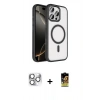 MARSİLYAN™- iPhone 16 Pro Max Kılıf Kıvılcım Prime - Siyah Buffer Cam Ekran Koruyucu + Pers Alüminyum Kamera Lens - GS