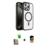 MARSİLYAN™- iPhone 16 Pro Max Kılıf Kıvılcım Prime - Siyah Buffer Cam Ekran Koruyucu + Raze Metal Kamera Lens - CLTM