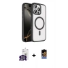 MARSİLYAN™- iPhone 16 Pro Max Kılıf Kıvılcım Prime - Siyah Buffer Hayalet Cam Ekran Koruyucu + Bilvis Titan Kamera Lens - GS