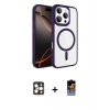 MARSİLYAN™- iPhone 16 Pro Max Kılıf Kıvılcım Prime - Siyah Buffer Hayalet Cam Ekran Koruyucu + PVD Metal Kamera Lens - GD