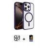 MARSİLYAN™- iPhone 16 Pro Max Kılıf Kıvılcım Prime - Siyah Buffer Hayalet Cam Ekran Koruyucu + Gri Pers Alüminyum Kamera Lens