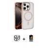 MARSİLYAN™- iPhone 16 Pro Max Kılıf Kıvılcım Prime - Siyah Buffer Hayalet Cam Ekran Koruyucu + Gri Pers Alüminyum Kamera Lens