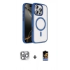 MARSİLYAN™- iPhone 16 Pro Max Kılıf Kıvılcım Prime - Siyah Buffer Hayalet Cam Ekran Koruyucu + Gri Pers Alüminyum Kamera Lens