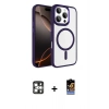 MARSİLYAN™- iPhone 16 Pro Max Kılıf Kıvılcım Prime - Siyah Buffer Hayalet Cam Ekran Koruyucu + PVD Metal Kamera Lens - GS