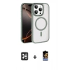 MARSİLYAN™- iPhone 16 Pro Max Kılıf Kıvılcım Prime - Siyah Buffer Hayalet Cam Ekran Koruyucu + PVD Metal Kamera Lens - SH