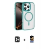 MARSİLYAN™- iPhone 16 Pro Max Kılıf Kıvılcım Prime - Siyah Buffer Hayalet Cam Ekran Koruyucu + PVD Metal Kamera Lens - SH
