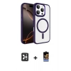 MARSİLYAN™- iPhone 16 Pro Max Kılıf Kıvılcım Prime - Siyah Buffer Hayalet Cam Ekran Koruyucu + PVD Metal Kamera Lens - SH