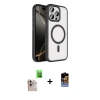 MARSİLYAN™- iPhone 16 Pro Max Kılıf Kıvılcım Prime - Siyah Buffer Hayalet Cam Ekran Koruyucu + Raze Metal Kamera Lens - NLGY