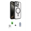 MARSİLYAN™- iPhone 16 Pro Max Kılıf Kıvılcım Prime - Siyah Joko Magic 5D Cam + Raze Metal Kamera Lens - BZ
