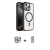 MARSİLYAN™- iPhone 16 Pro Max Kılıf Kıvılcım Prime - Siyah Joko Magic 5D Cam + Gri Pers Alüminyum Kamera Lens