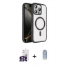 MARSİLYAN™- iPhone 16 Pro Max Kılıf Kıvılcım Prime - Siyah Joko Magic 5D Cam + Gümüş Bilvis Titan Kamera Lens