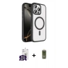 MARSİLYAN™- iPhone 16 Pro Max Kılıf Kıvılcım Prime - Siyah Joko Magic 5D Hayalet Cam + Gümüş Bilvis Titan Kamera Lens