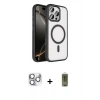 MARSİLYAN™- iPhone 16 Pro Max Kılıf Kıvılcım Prime - Siyah Joko Magic 5D Hayalet Cam + Pers Alüminyum Kamera Lens - GS